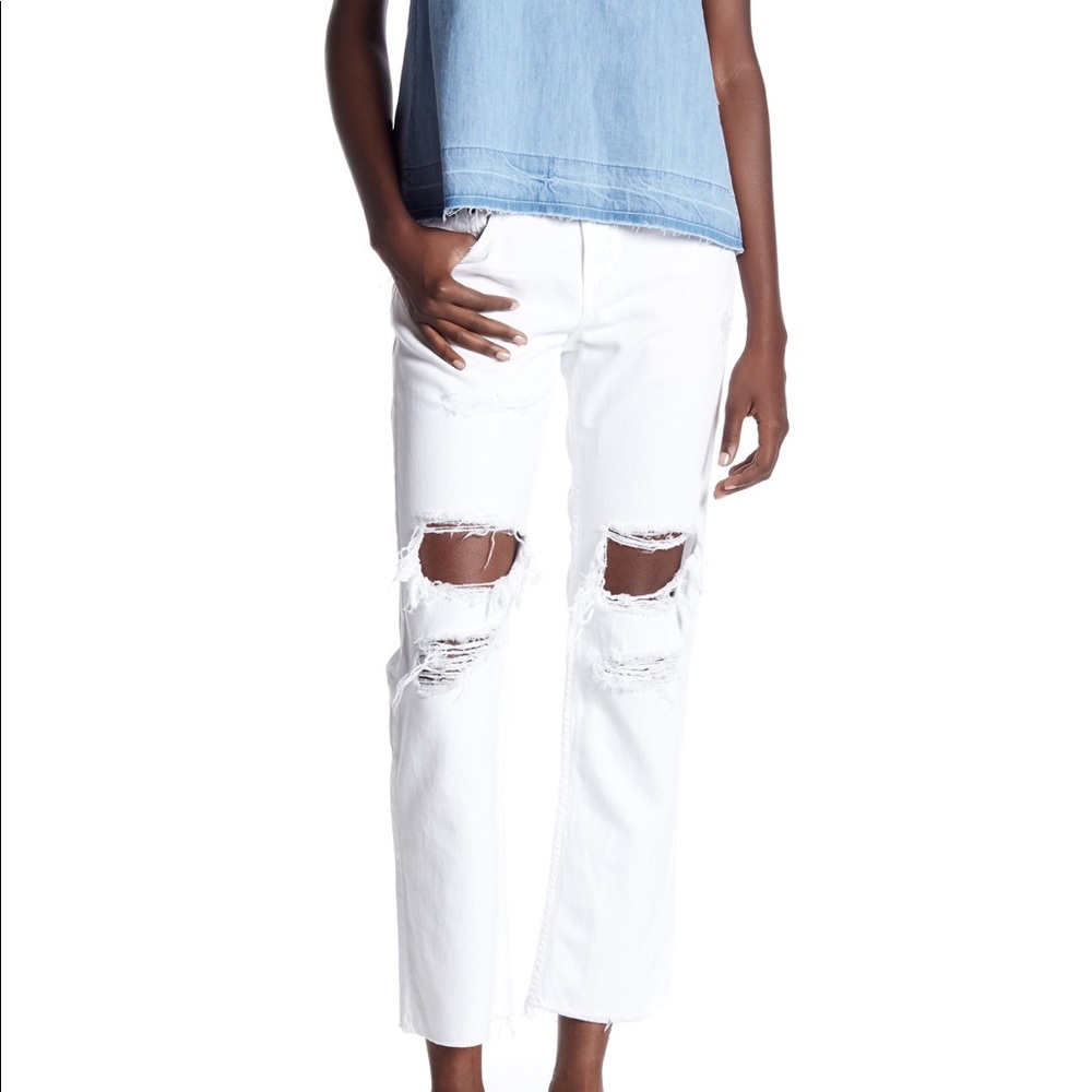 Rag & Bone X Boyfriend Distressed White Jeans 29